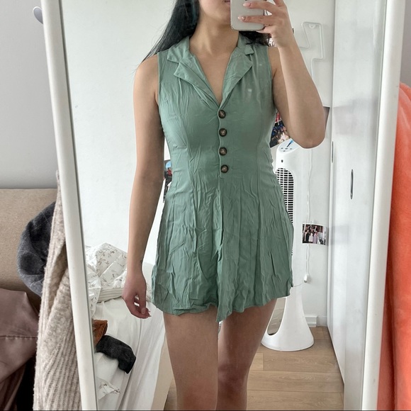 Open back button up mini dress - Picture 1 of 4